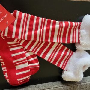 Red and white stripe knee socks